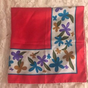 Red Retro Vintage Floral Scarf